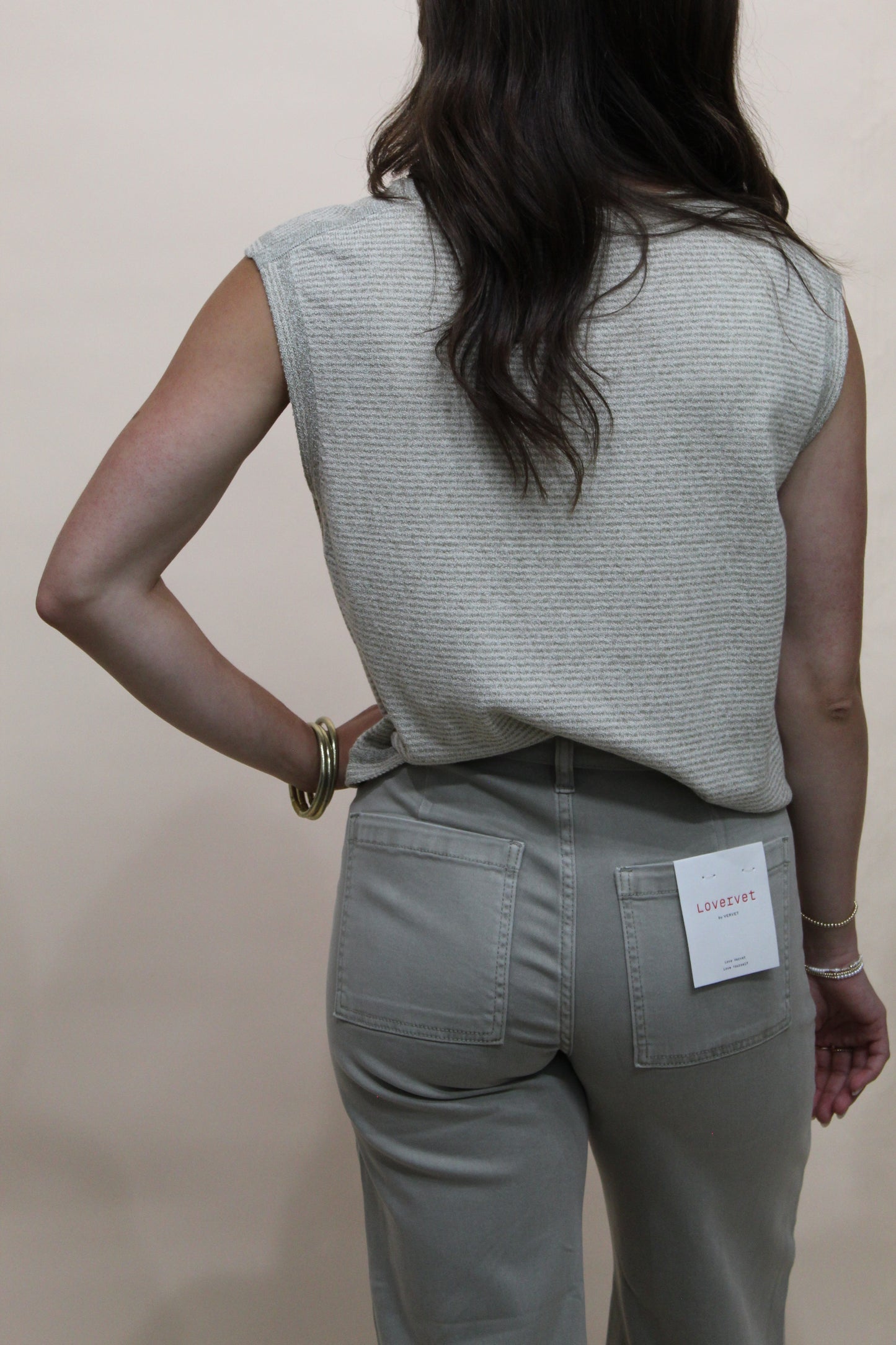 Lovervet Light Olive Belt Wide Leg Pant