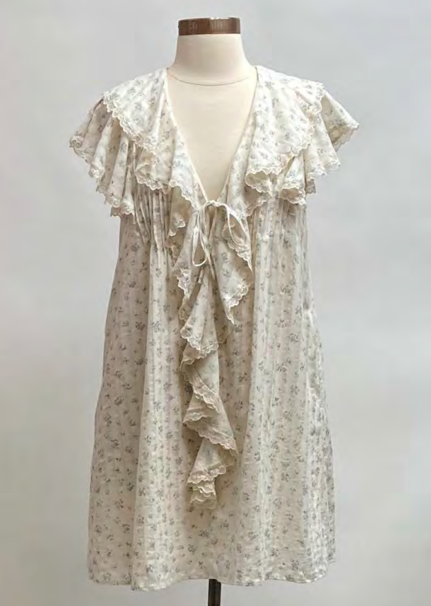 Storia Ivory Blue Floral Ruffle Mini Dress