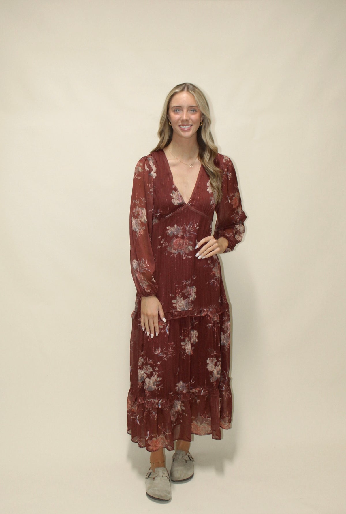 Bridget Burgundy Floral Maxi