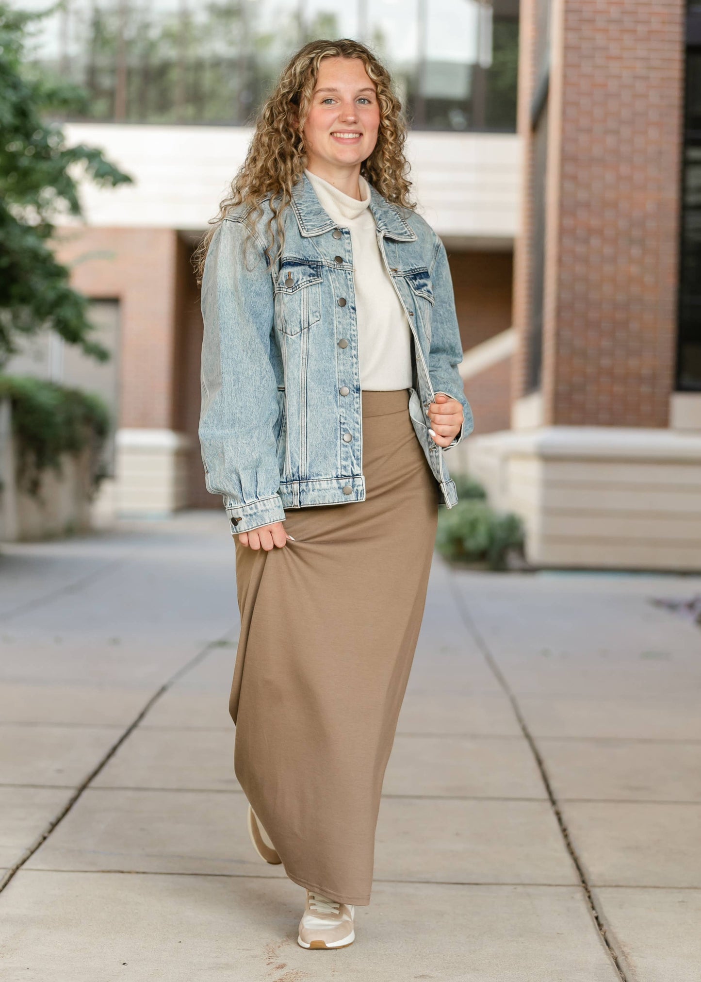 Inherit Taupe Premium Knit Maxi Skirt