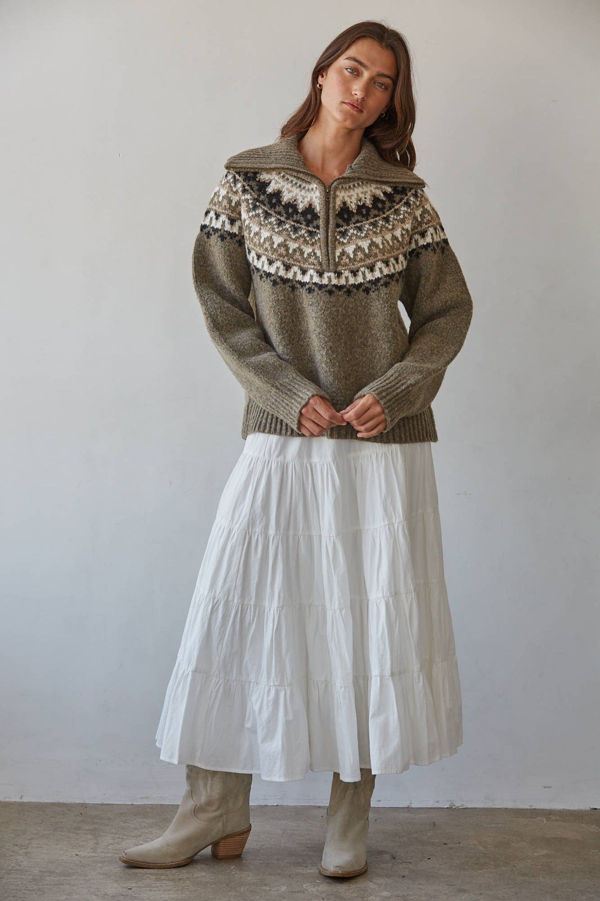 The Aspen Fair Isle Half Zip Sweater