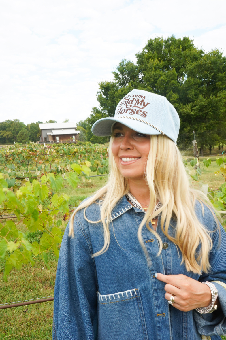 Hold My Horses Denim Trucker Hat