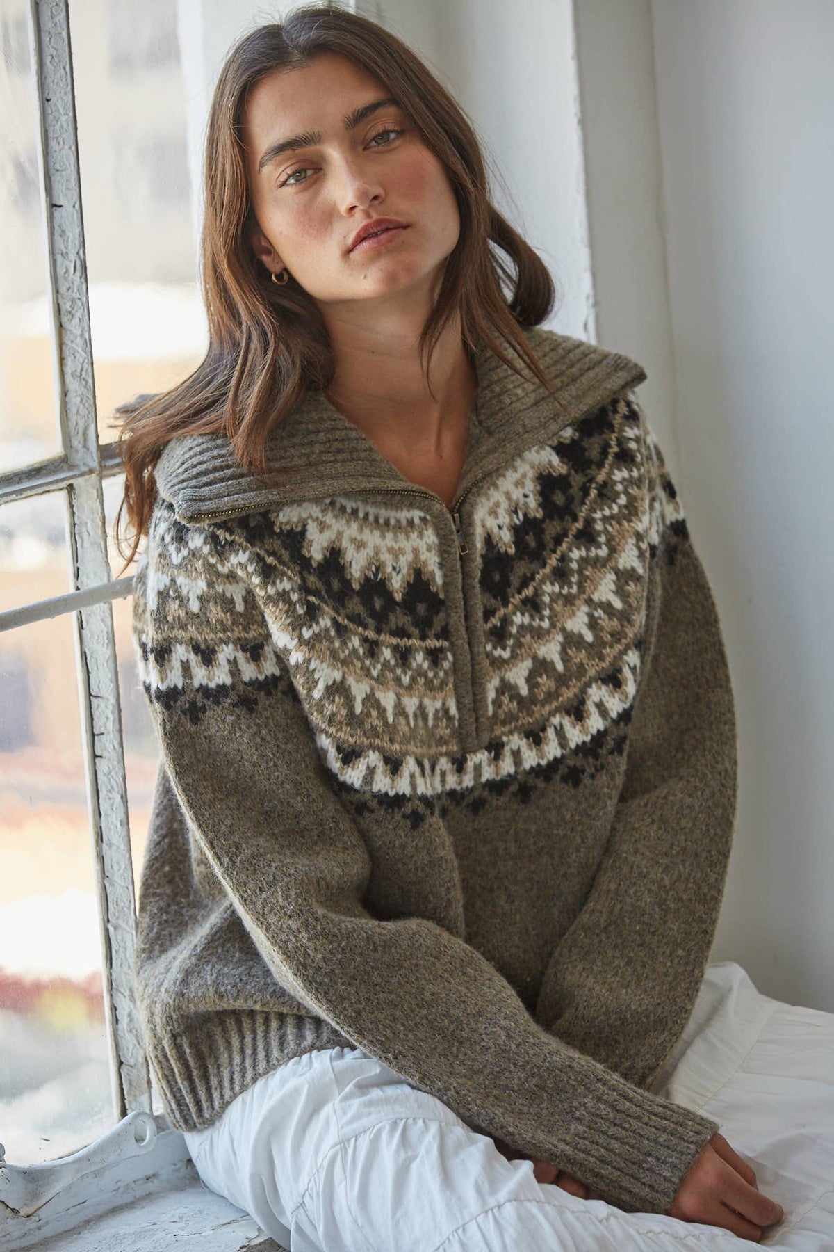 The Aspen Fair Isle Half Zip Sweater