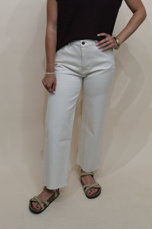 Oliver Logan Ecru Ankle Crop HR Jeans
