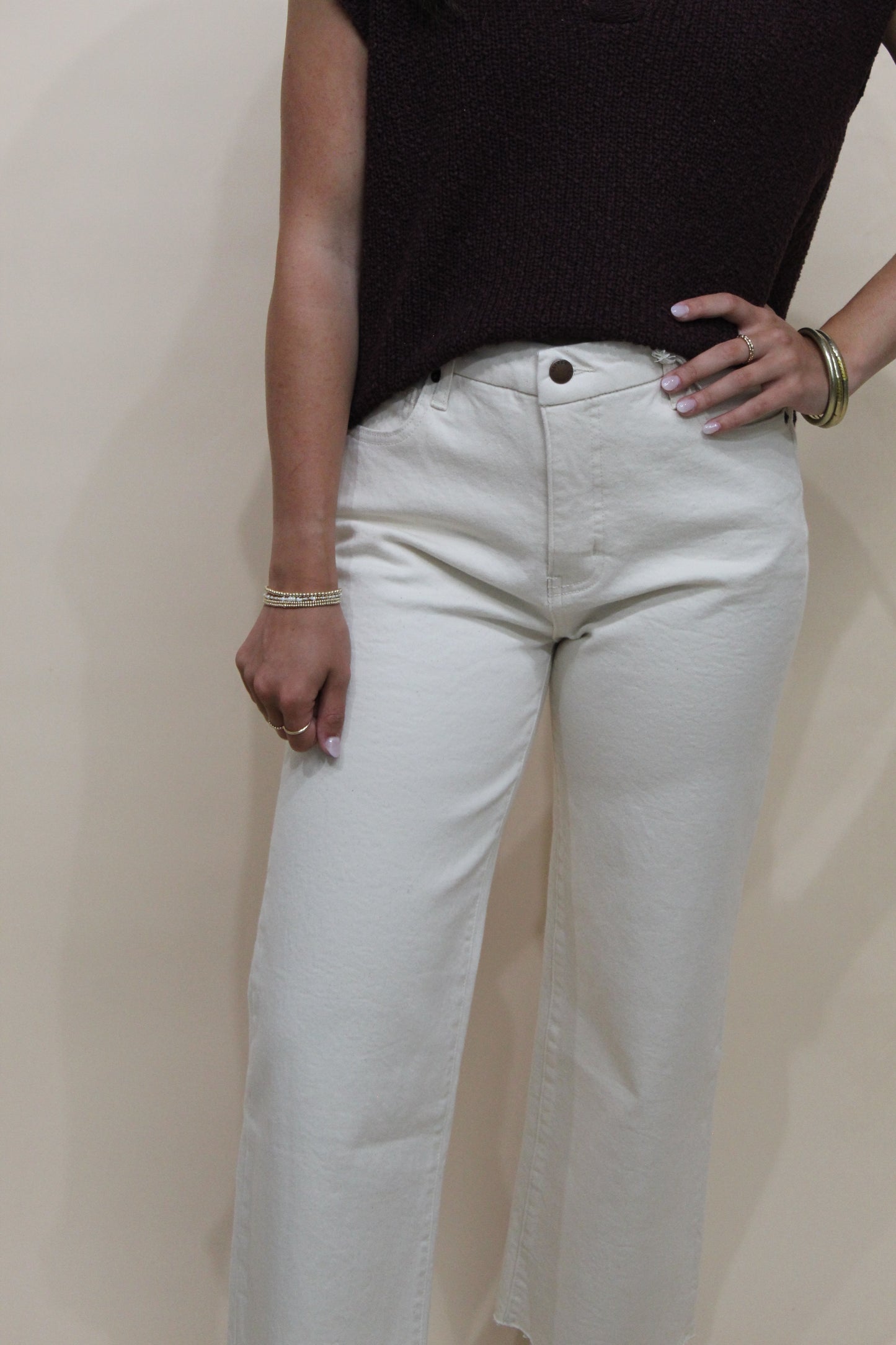 Oliver Logan Ecru Ankle Crop HR Jeans