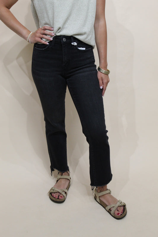Vervet Black Denim Bella Crop Flare Jean