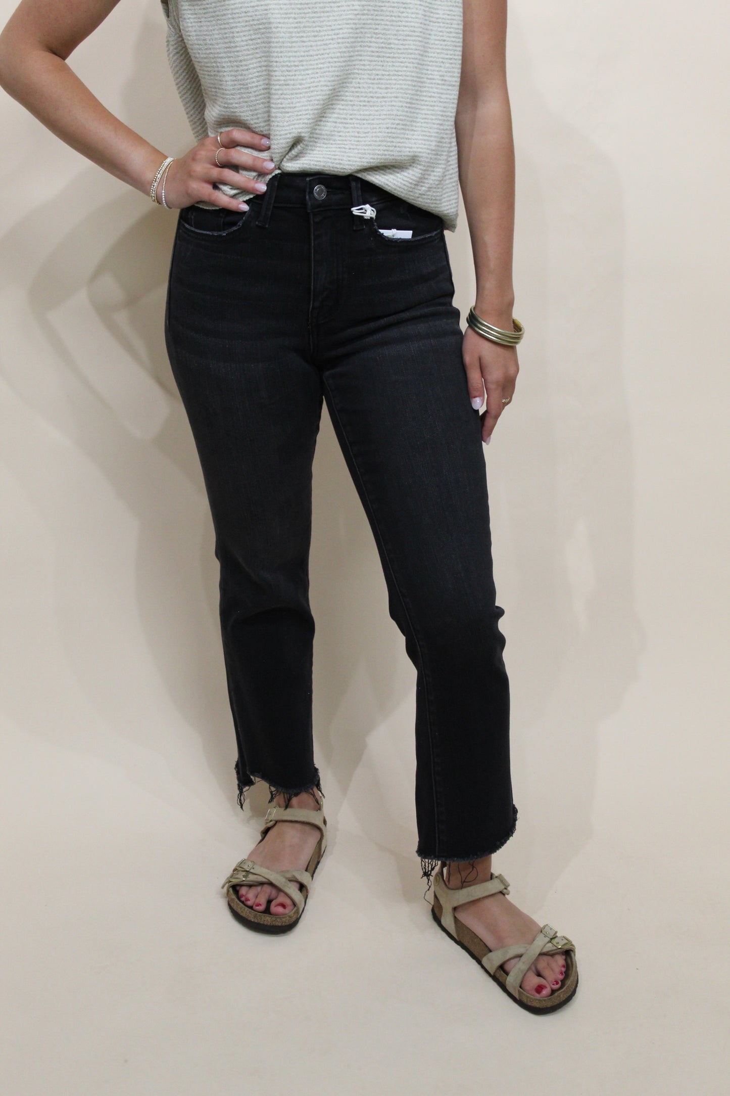 Vervet Black Denim Bella Crop Flare Jean