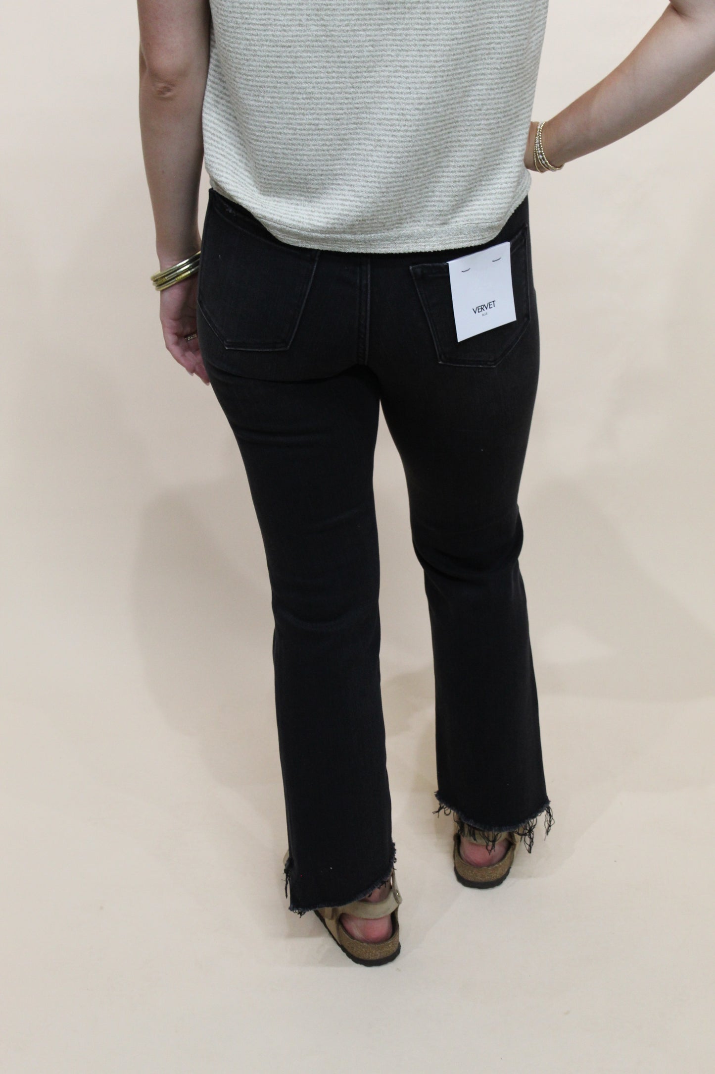 Vervet Black Denim Bella Crop Flare Jean