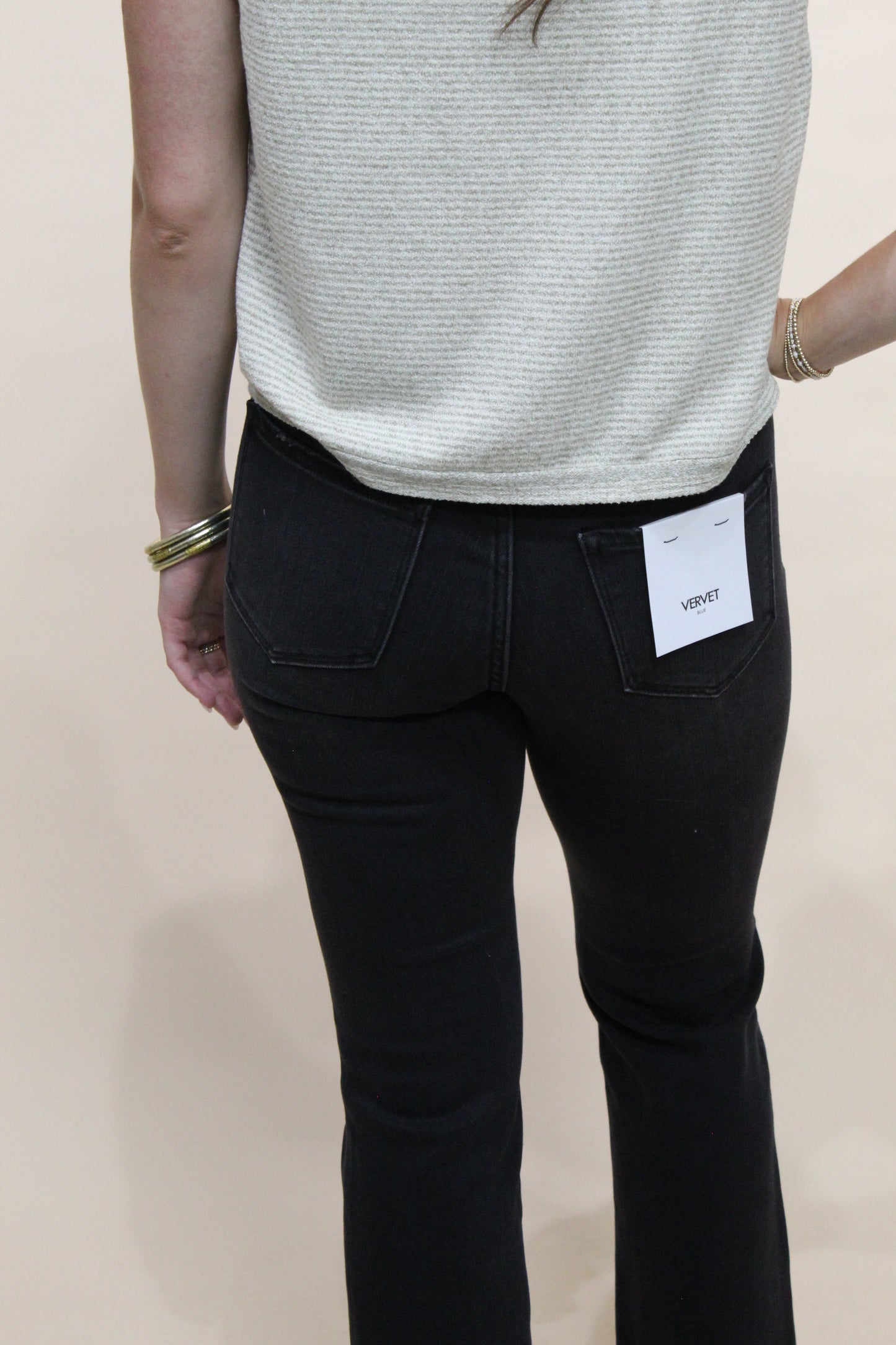 Vervet Black Denim Bella Crop Flare Jean