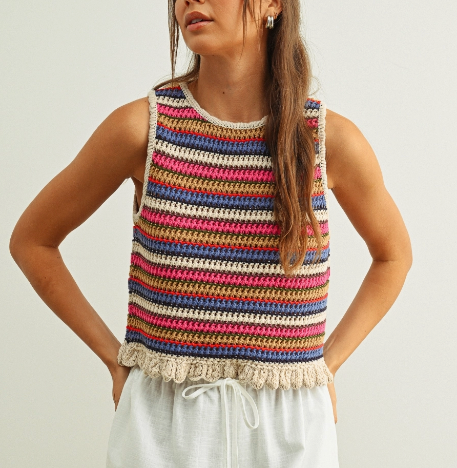 Miou Muse Multi Color Sleeveless Knit Top