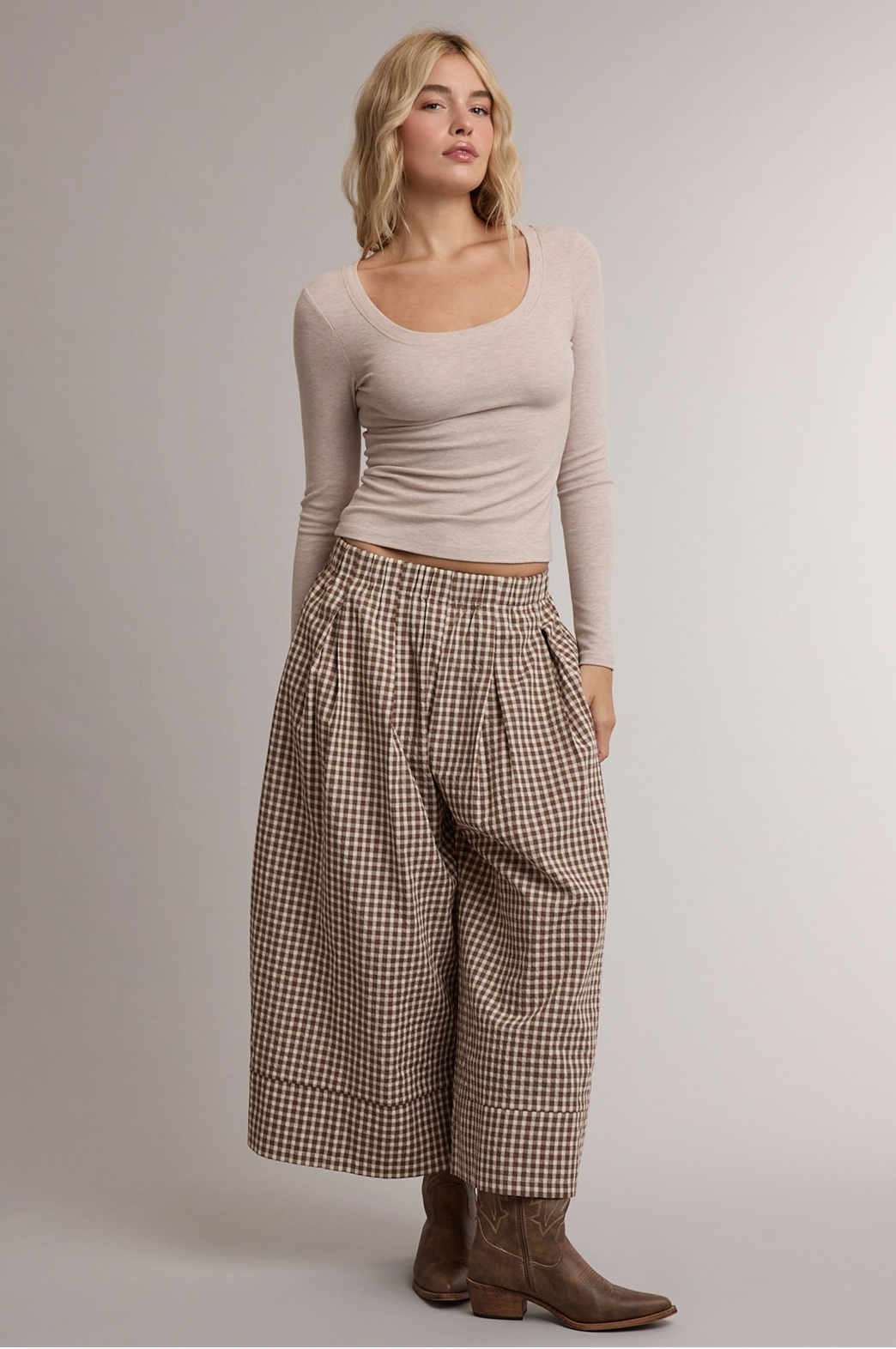 The Maple Lane Gingham Wide Leg Pants