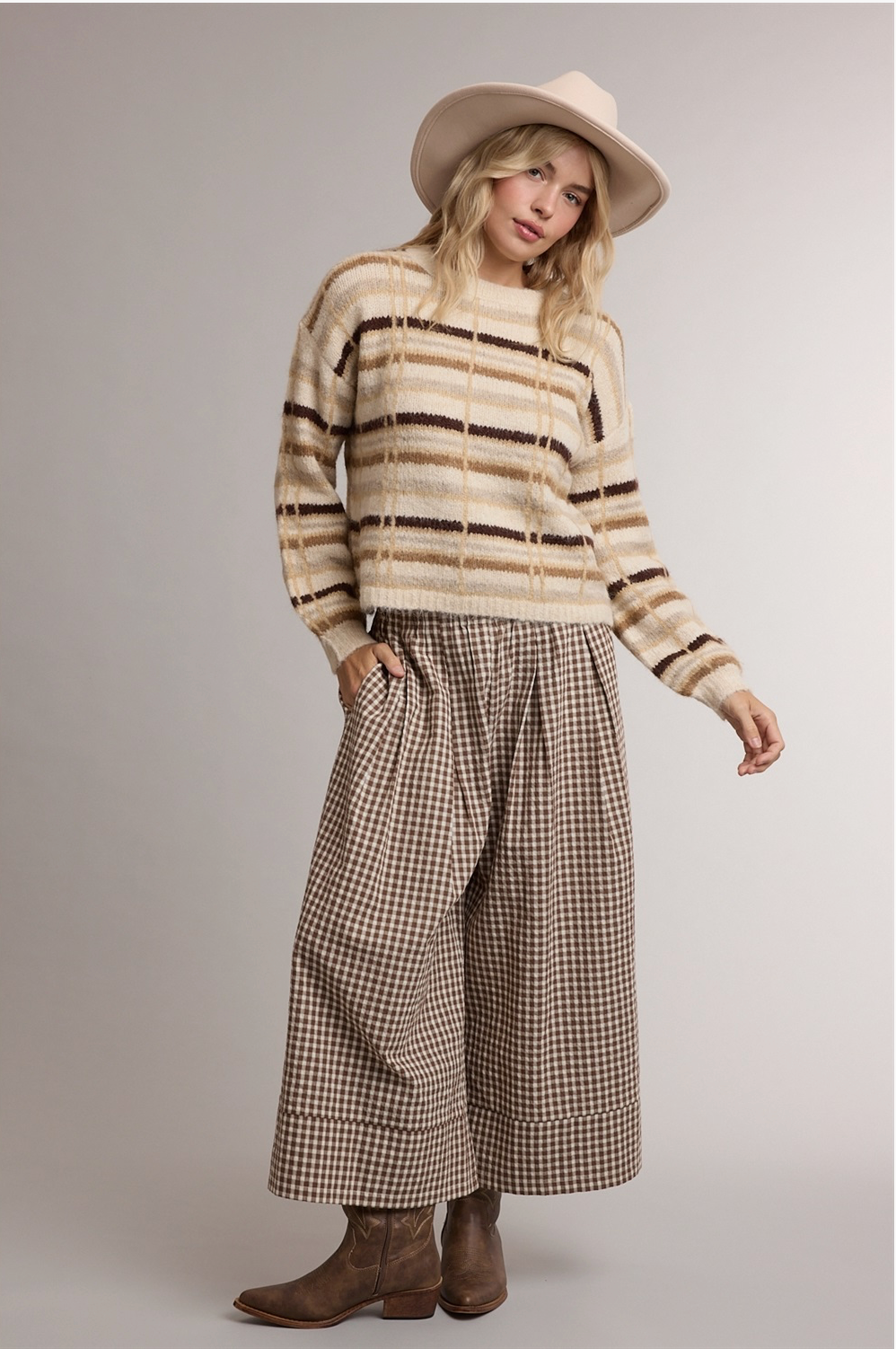 The Maple Lane Gingham Wide Leg Pants