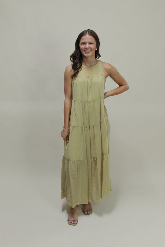 Ava Wren Sleeveless Tiered Midi Dress