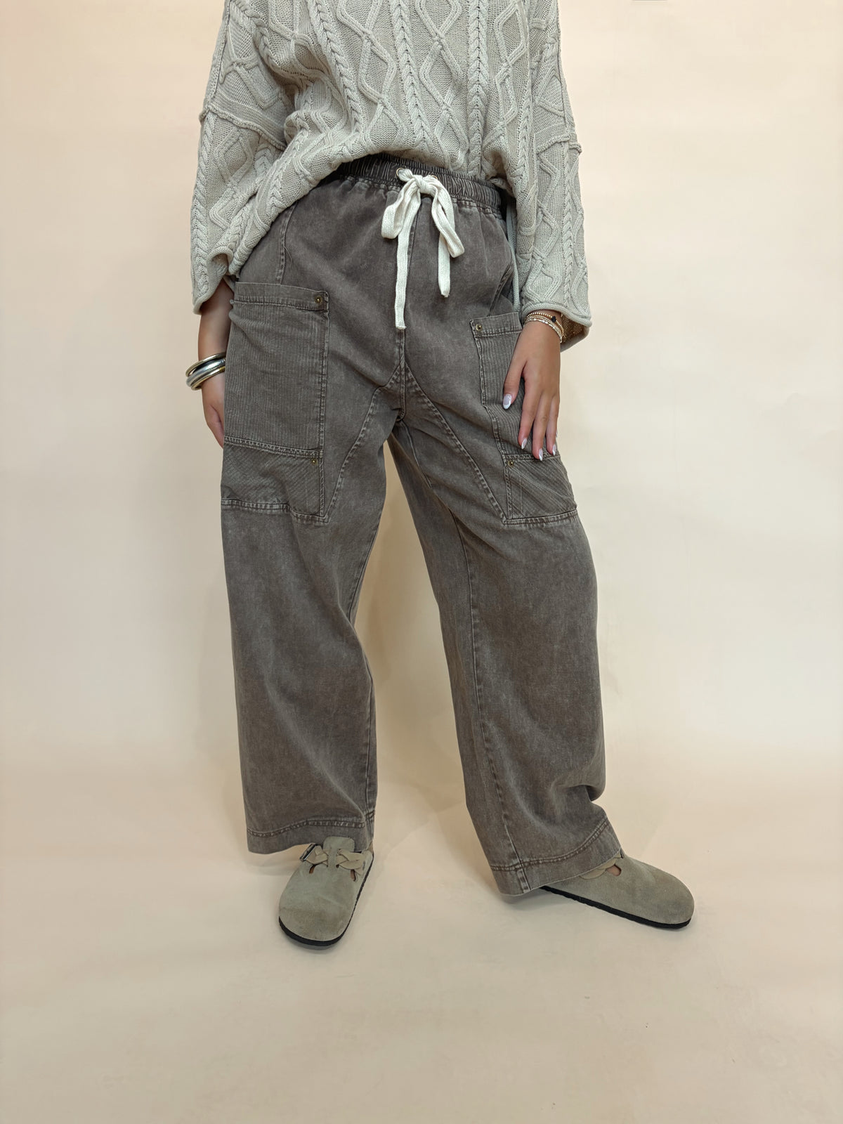 Woodland Stroll Coffee Wide Leg Pants