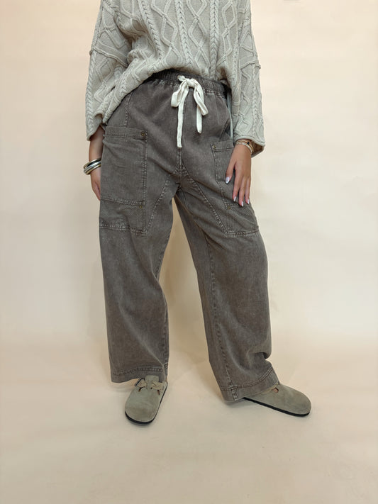 Woodland Stroll Coffee Wide Leg Pants