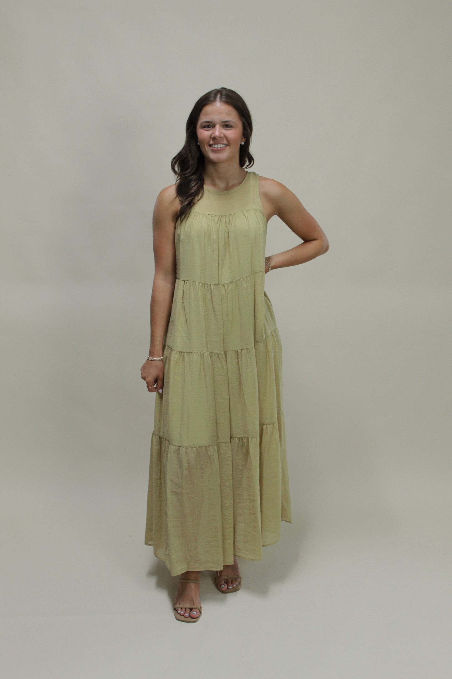 Ava Wren Sleeveless Tiered Midi Dress