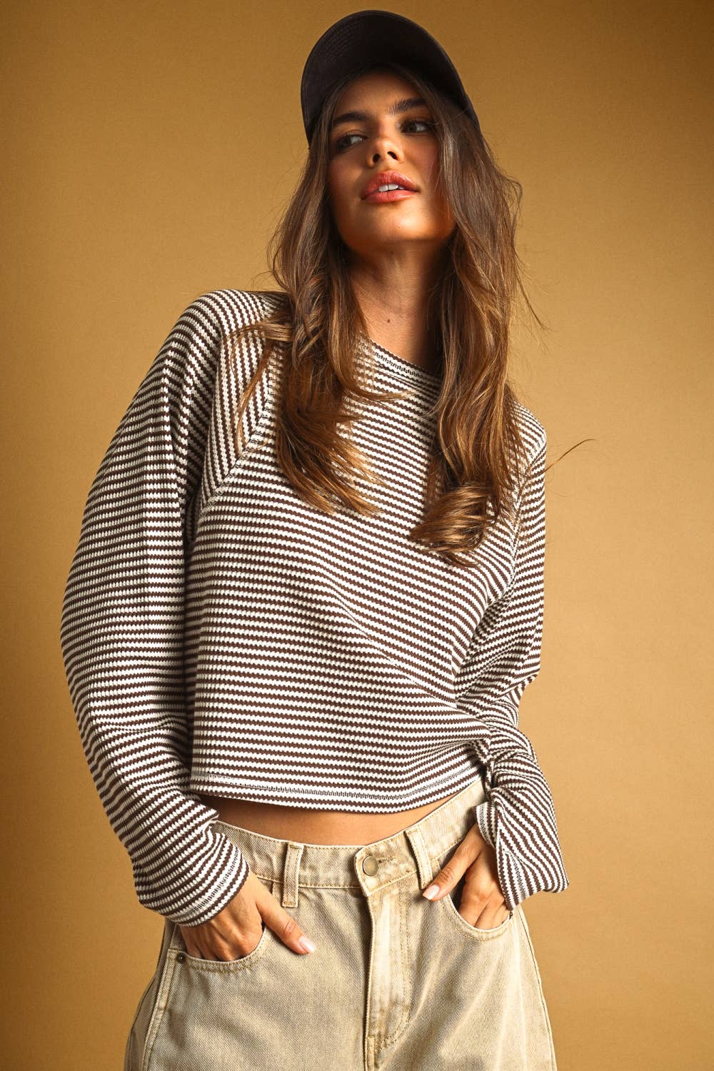 The Sunday Stripe Waffle Top