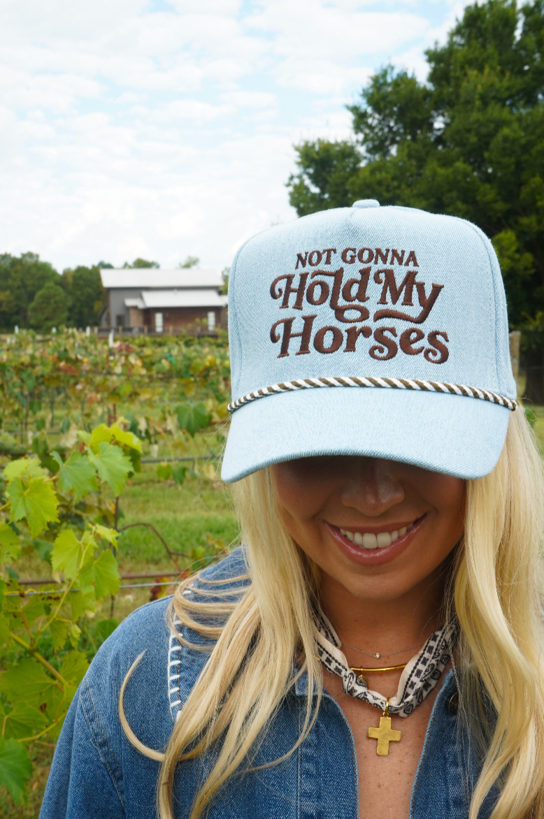 Hold My Horses Denim Trucker Hat