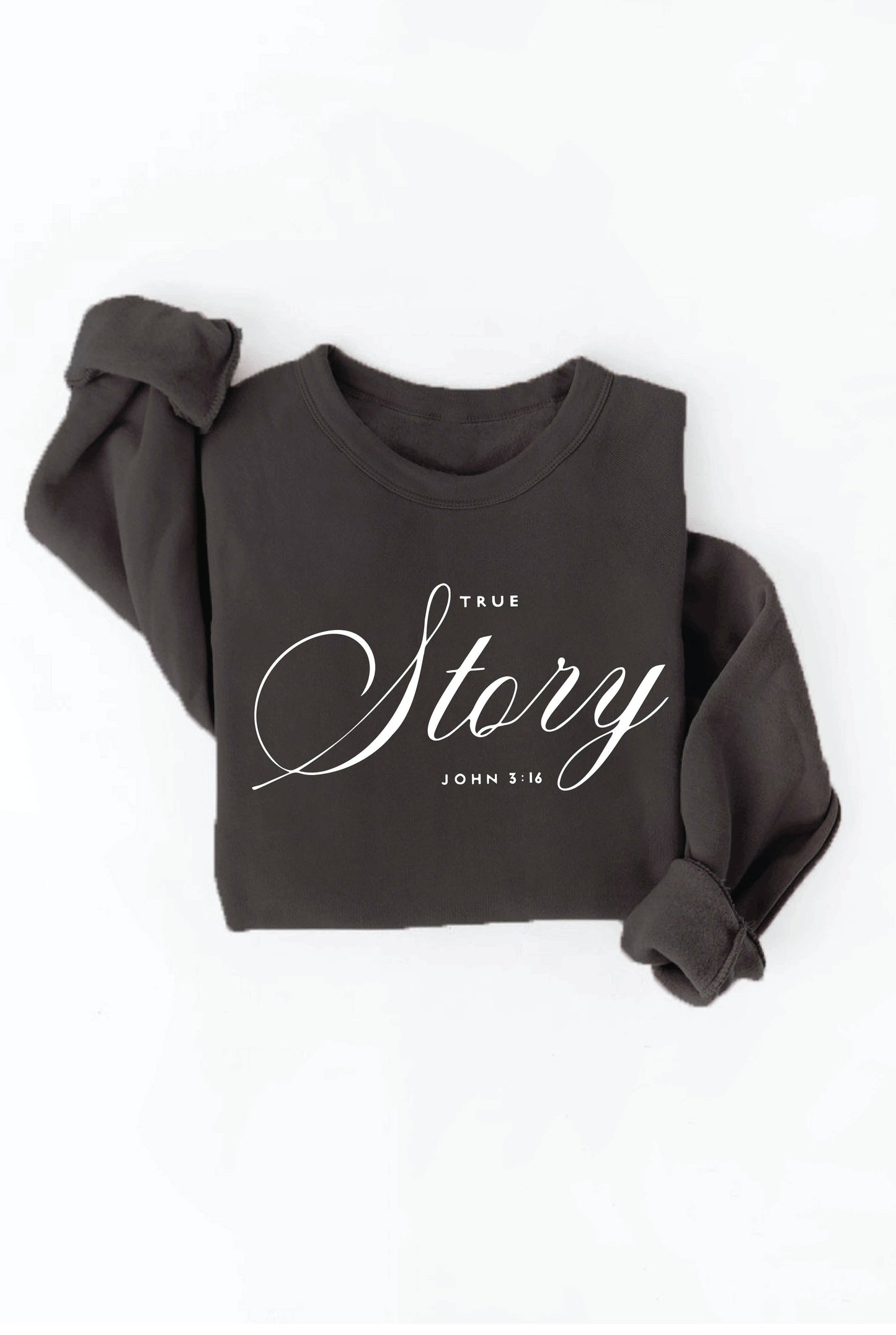 TRUE STORY JOHN 3:16 Cream Graphic Sweatshirt: