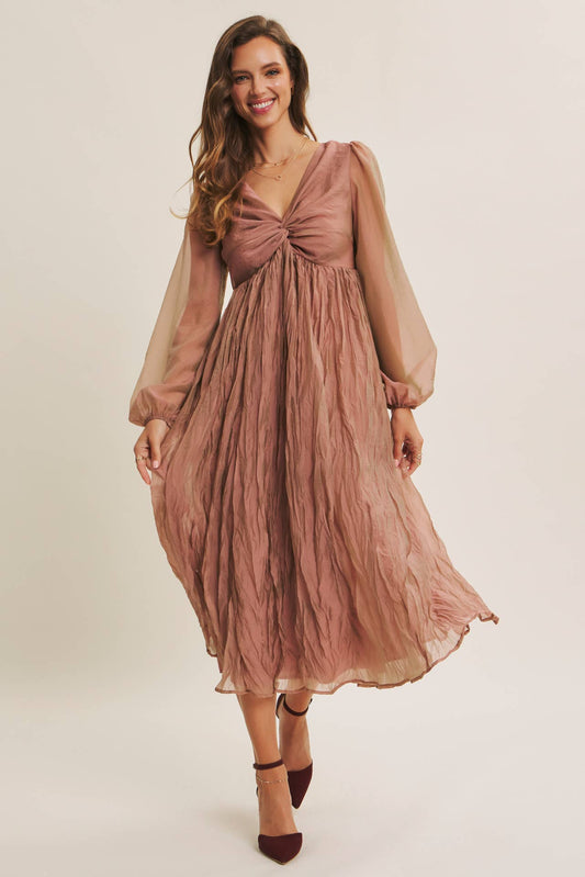 In Feb Mauve Twisted Bust Maxi Dress