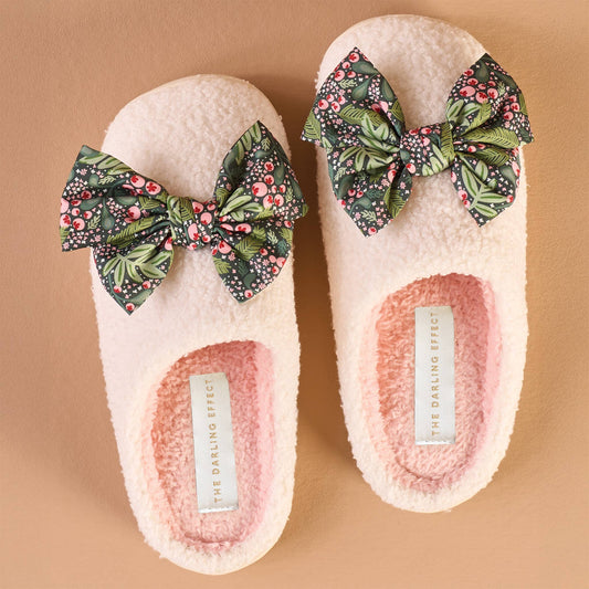 The Darling Effect - Fuzzy Slippers-Betty Bow Jolly Sprig (Mixed 2 S/M + 2 M/L)