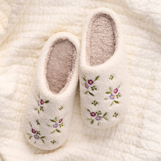 The Darling Effect - Fuzzy Slippers-Dainty Floral Purple(Mixed - 2 S/M and 2 M/L)