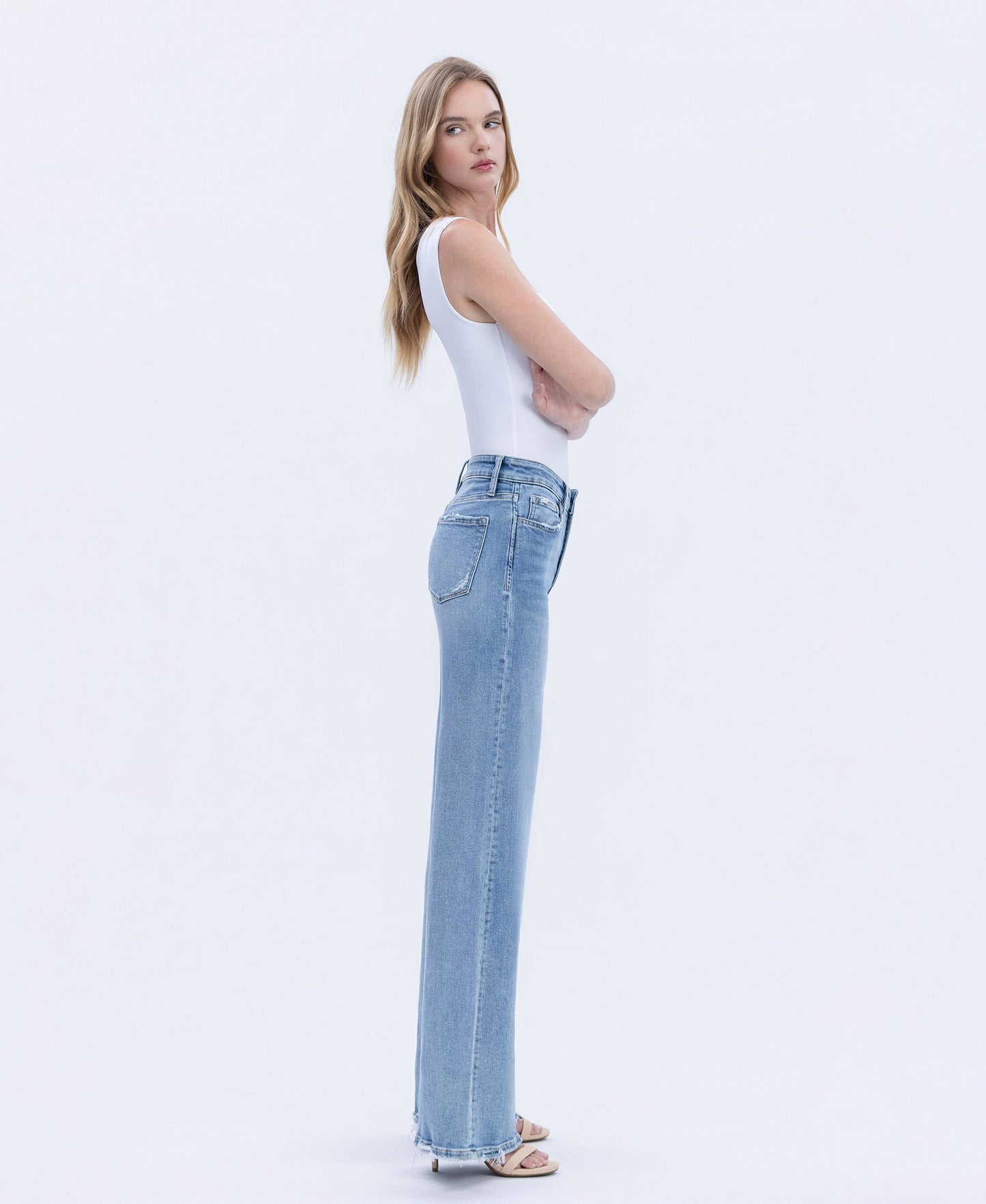 Vervet Olivia HR Full Length Wide Leg Jeans