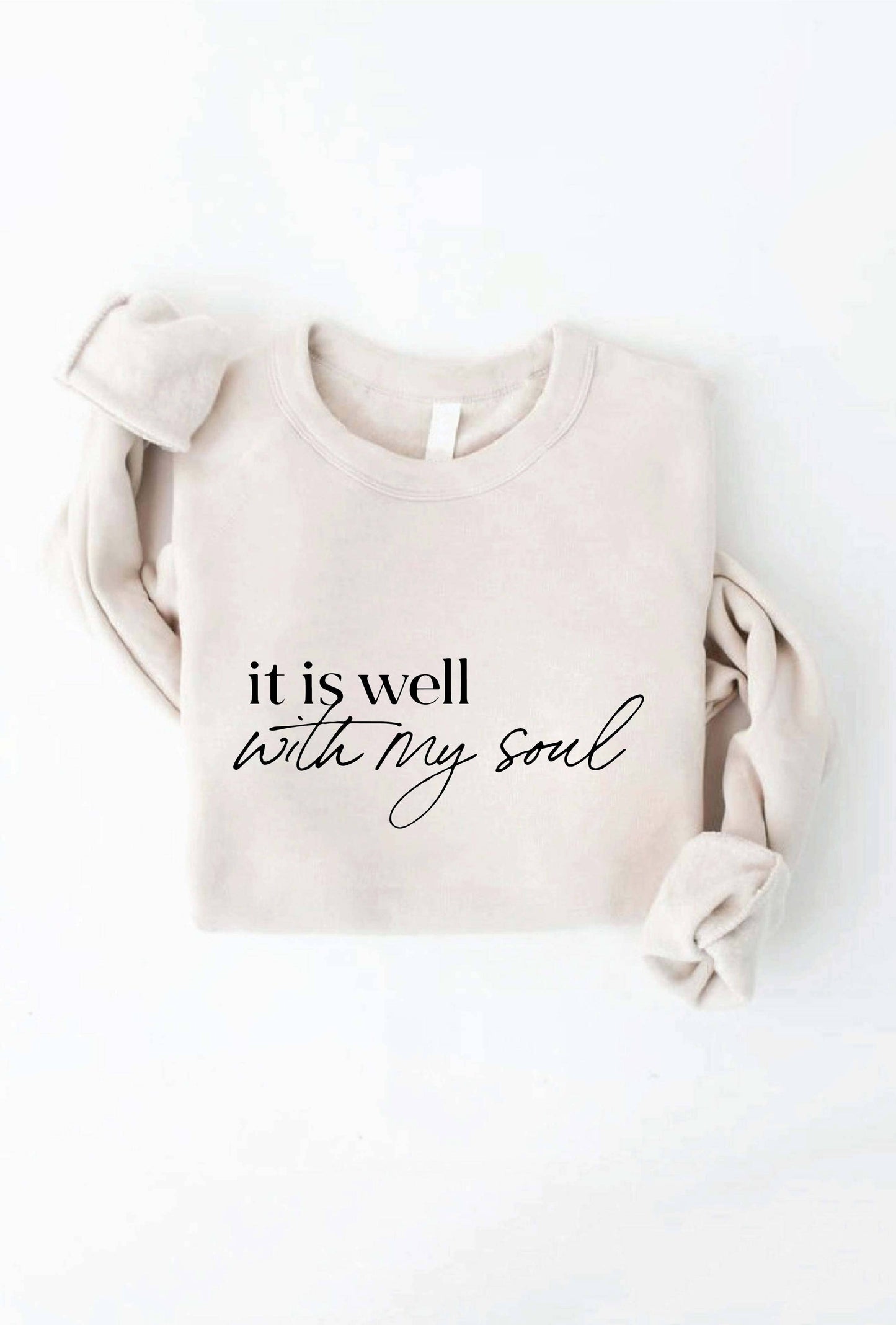 IT IS WELL WITH MY SOUL Tan Graphic Sweatshirt