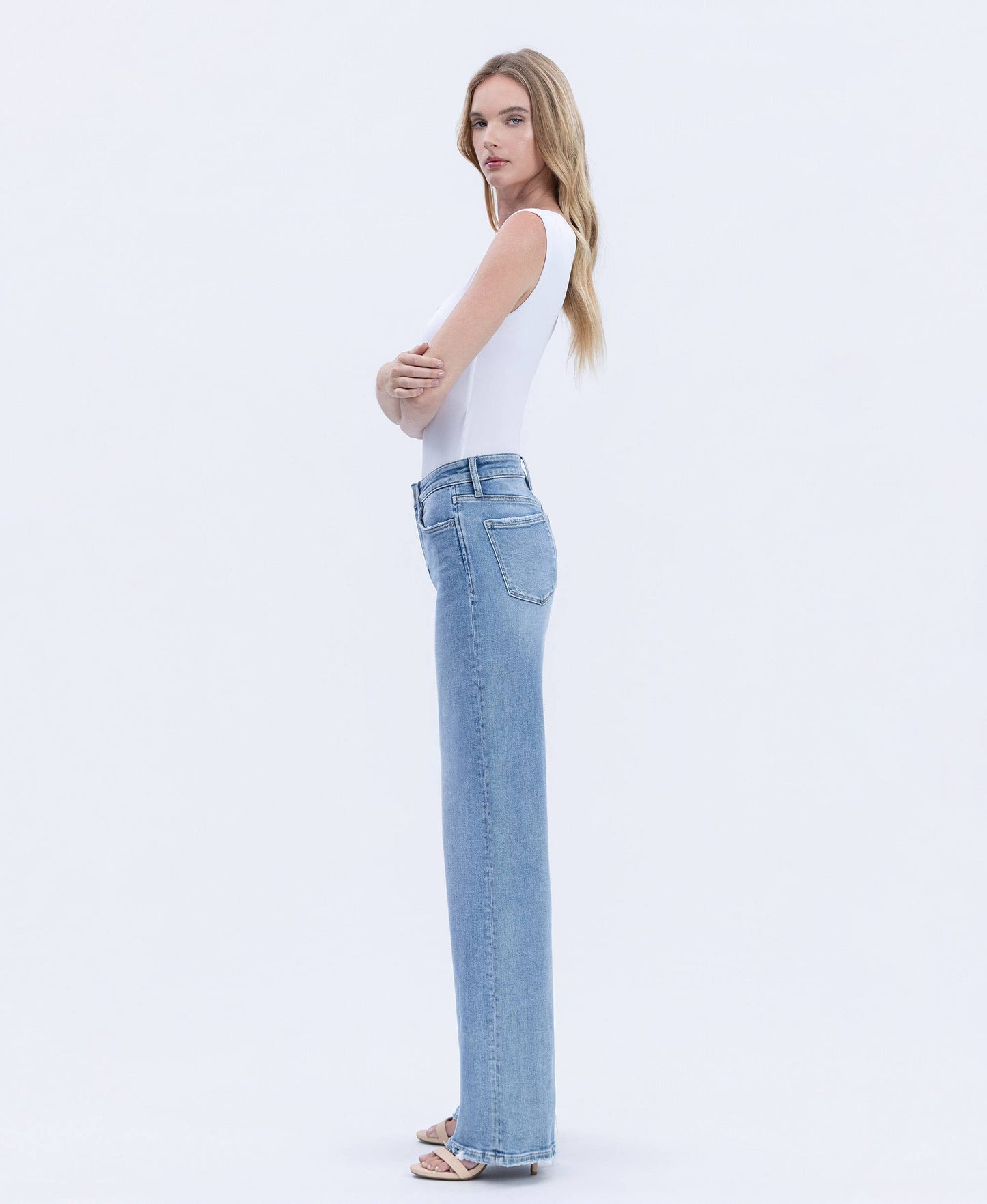 Vervet Olivia HR Full Length Wide Leg Jeans
