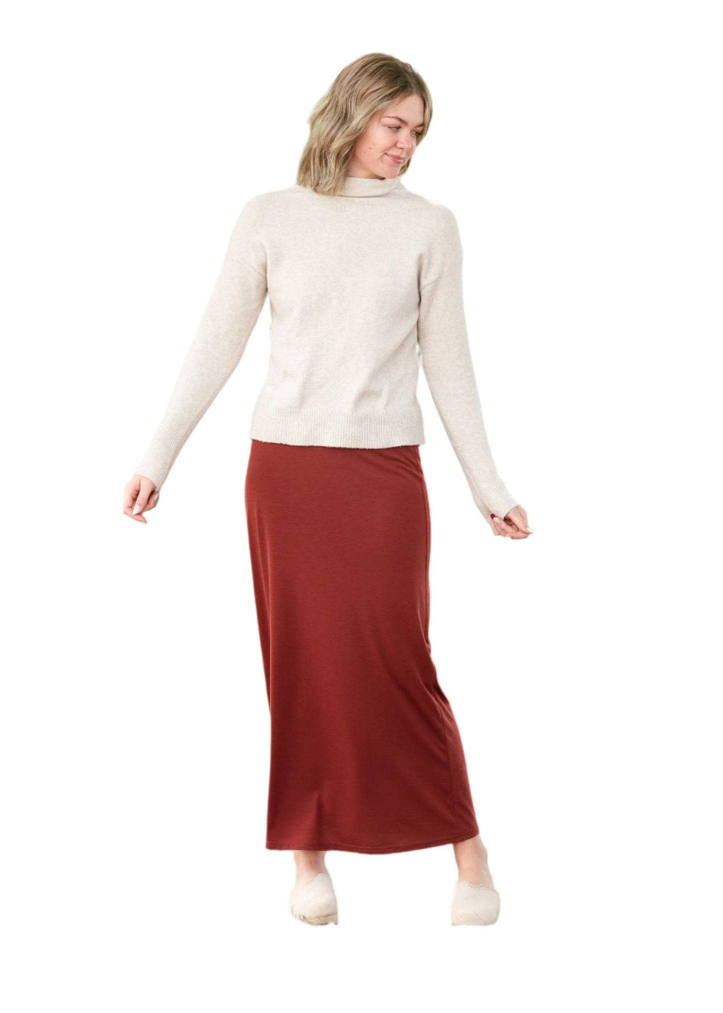 Inherit Taupe Premium Knit Maxi Skirt