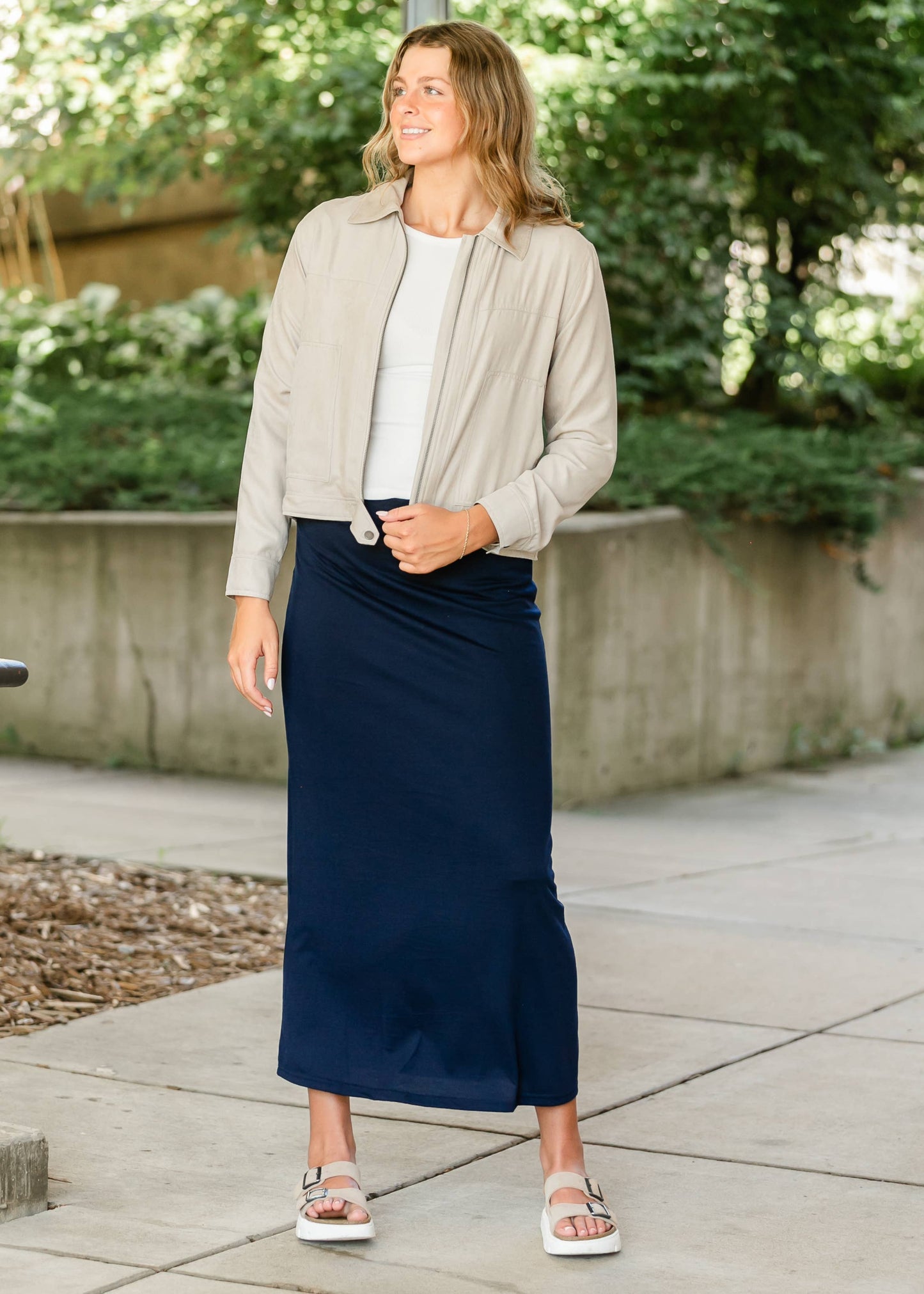 Inherit Taupe Premium Knit Maxi Skirt