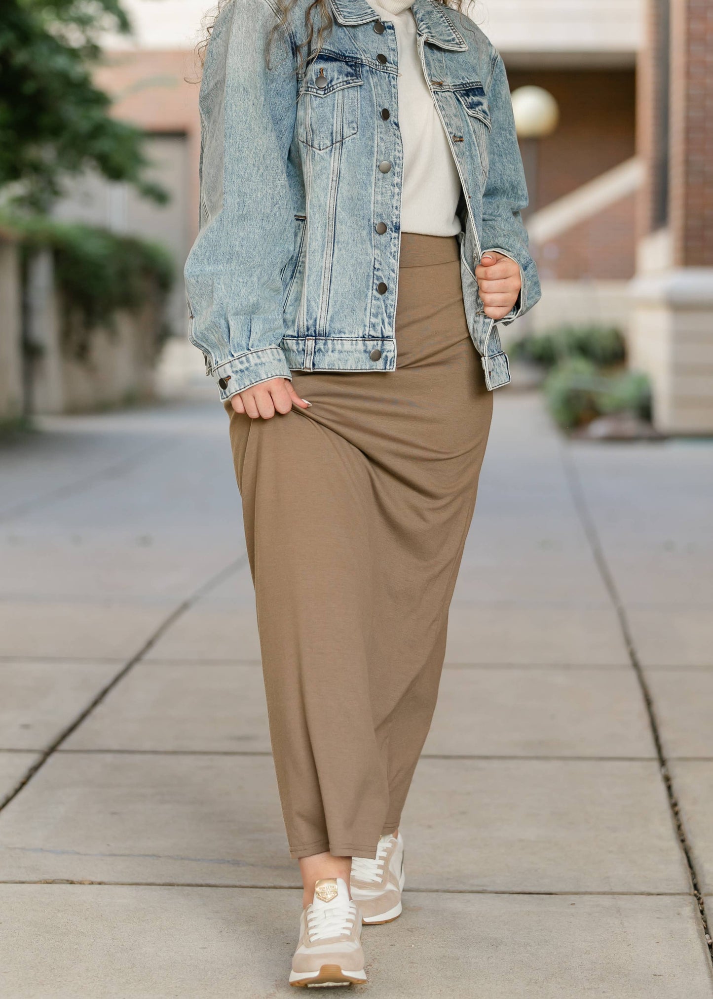 Inherit Taupe Premium Knit Maxi Skirt