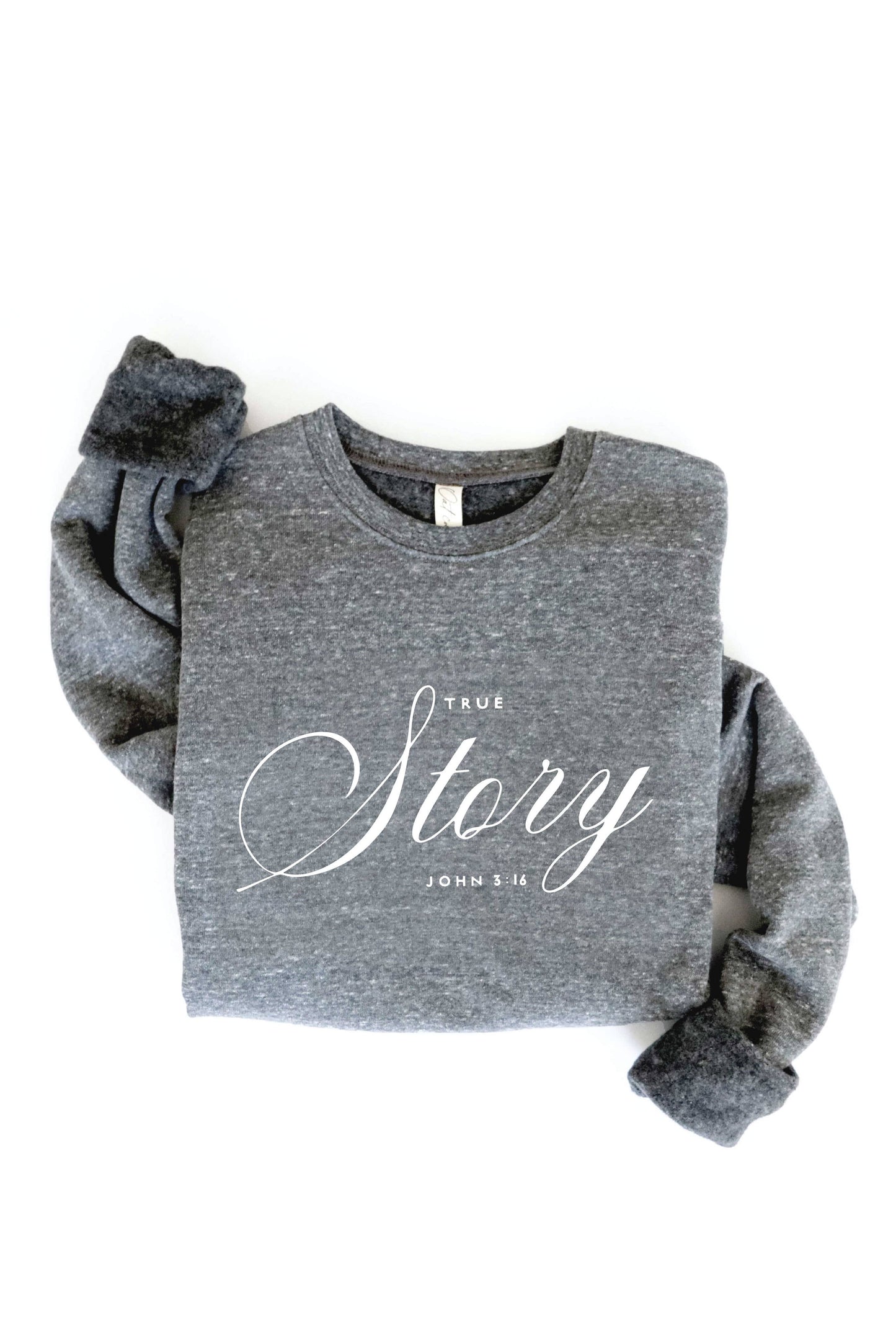 TRUE STORY JOHN 3:16 Cream Graphic Sweatshirt: