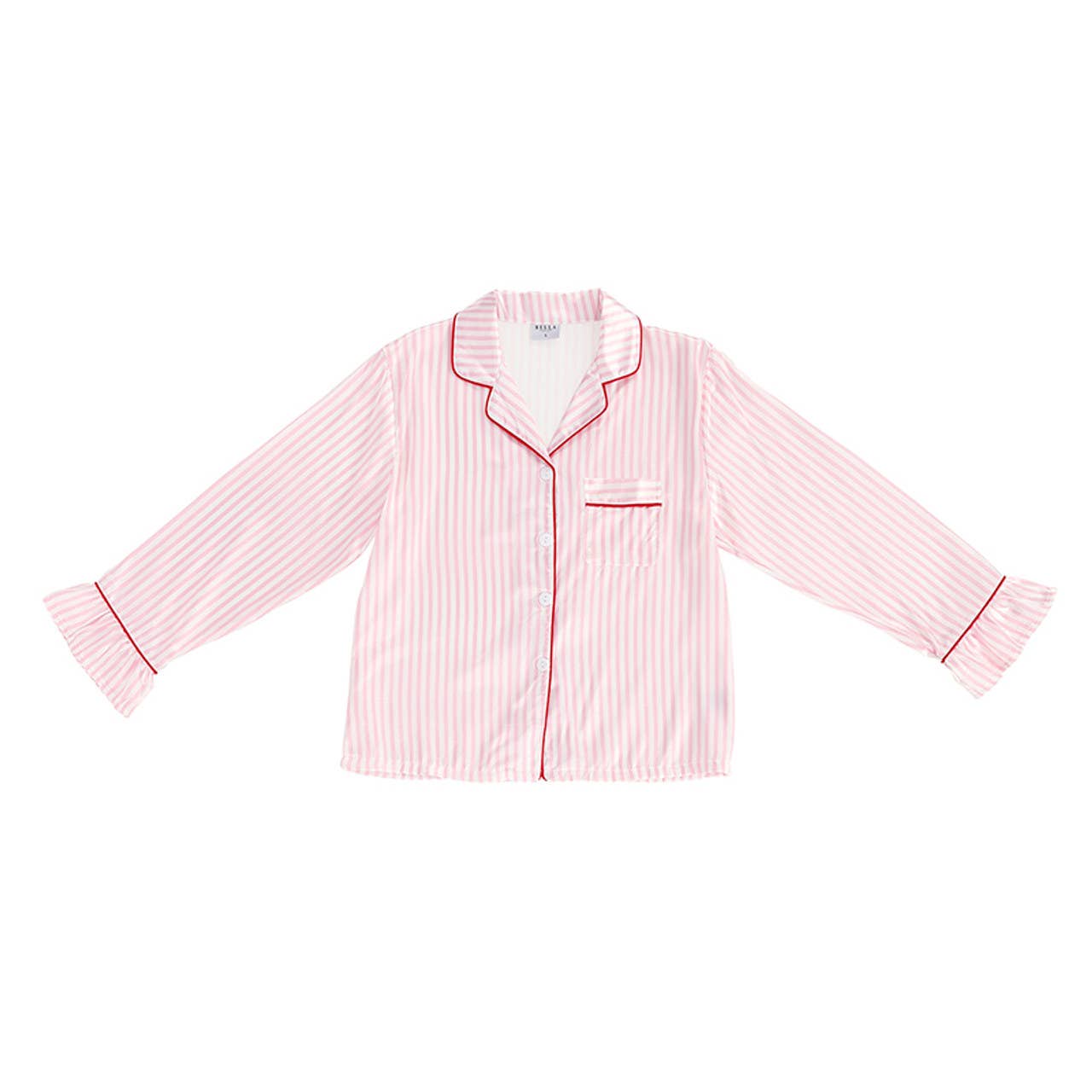 Bella Sleep Pink Stripe Ruffle PJ Set With Velvet Tie