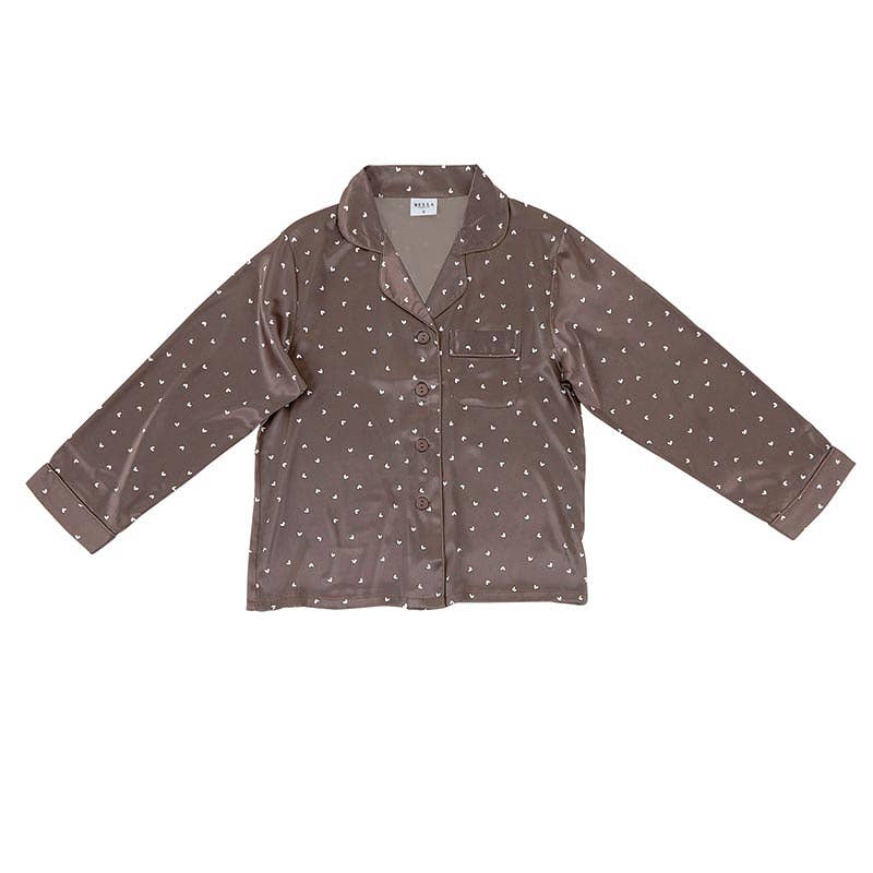 Bella Sleep Brown Hearts Full Length PJ Set