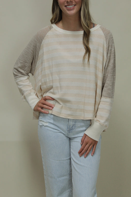 Raegan Striped Boat Neck Top
