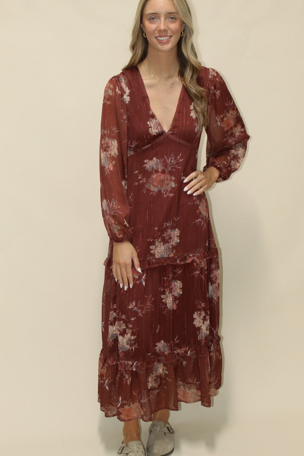 Bridget Burgundy Floral Maxi