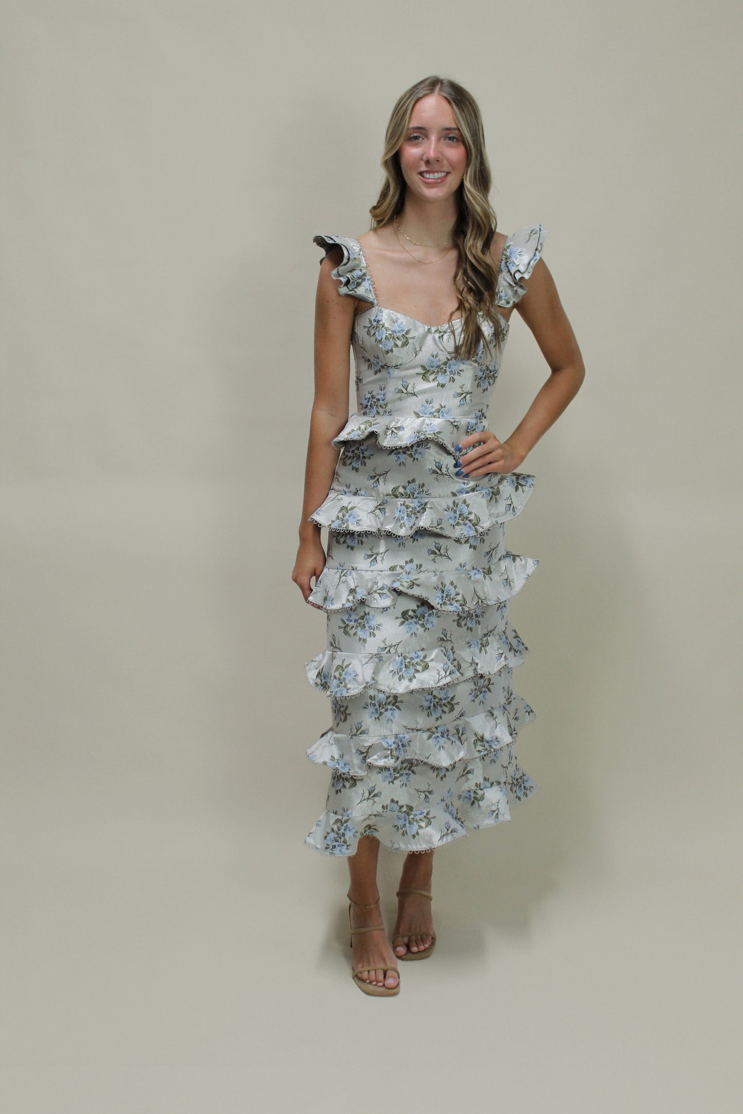 Elle Grae Silver Tiered Maxi