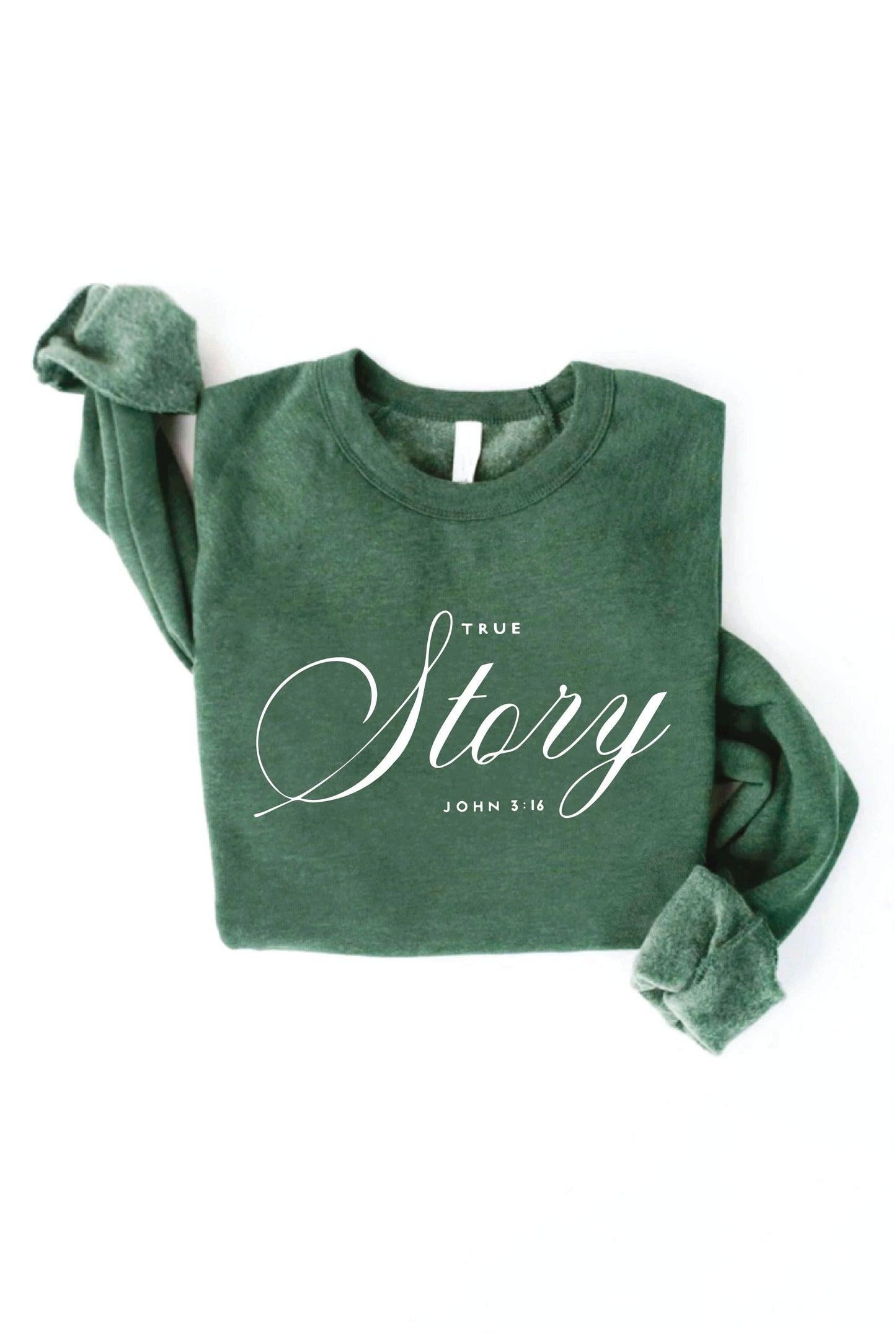 TRUE STORY JOHN 3:16 Cream Graphic Sweatshirt: