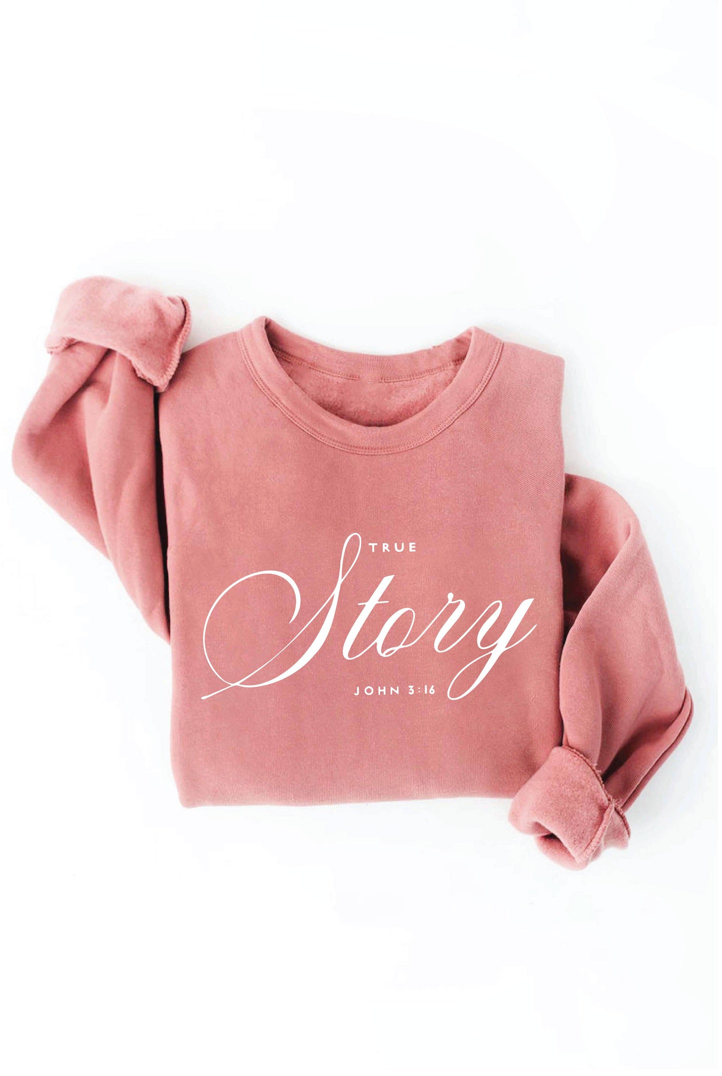 TRUE STORY JOHN 3:16 Cream Graphic Sweatshirt: