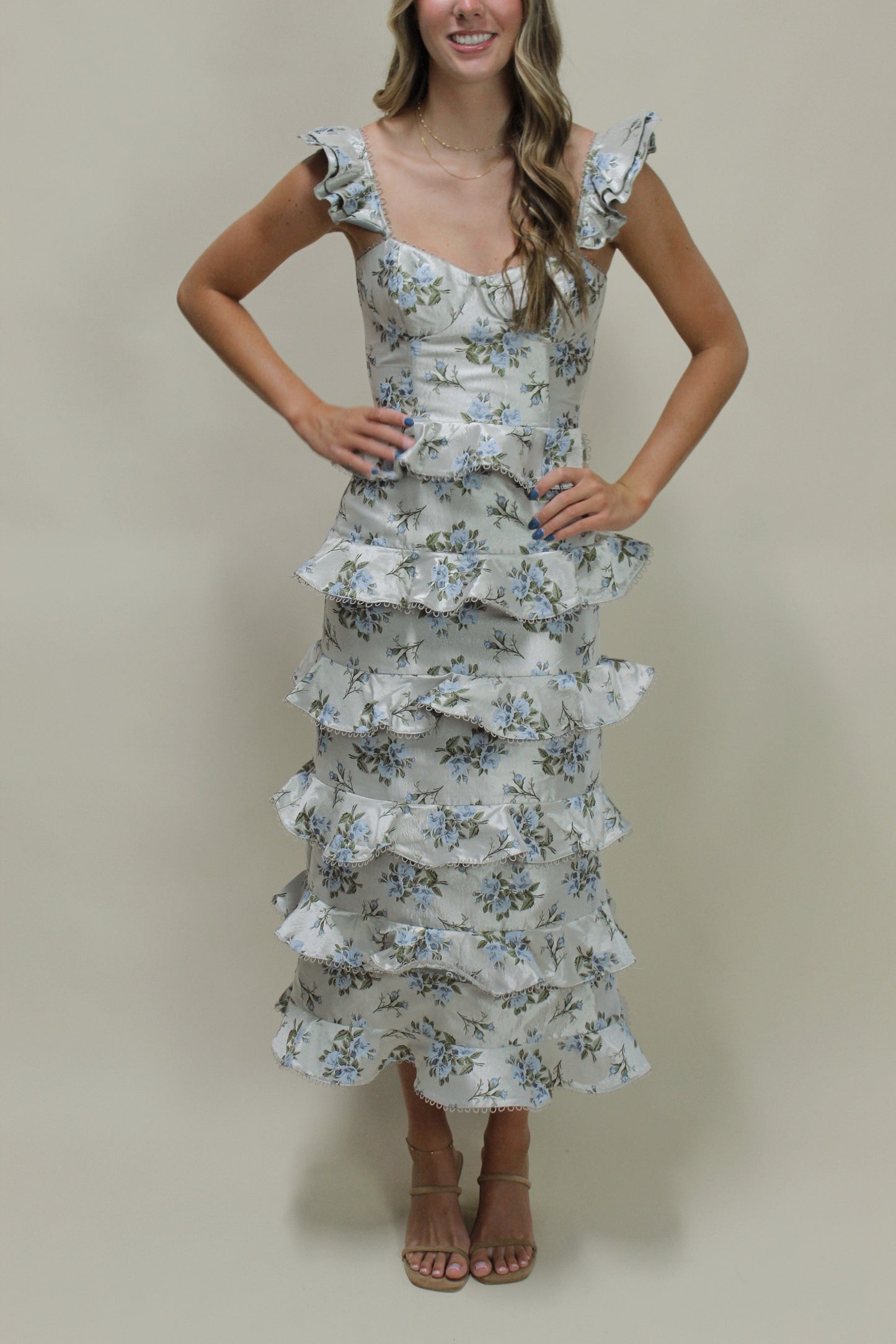 Elle Grae Silver Tiered Maxi