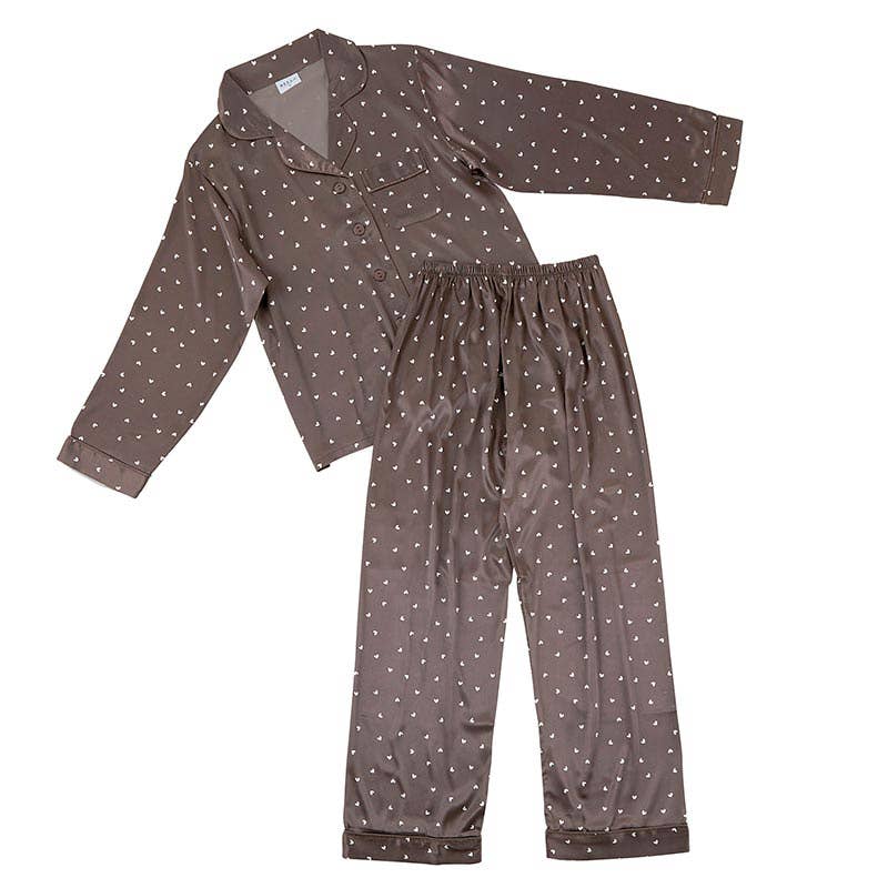 Bella Sleep Brown Hearts Full Length PJ Set