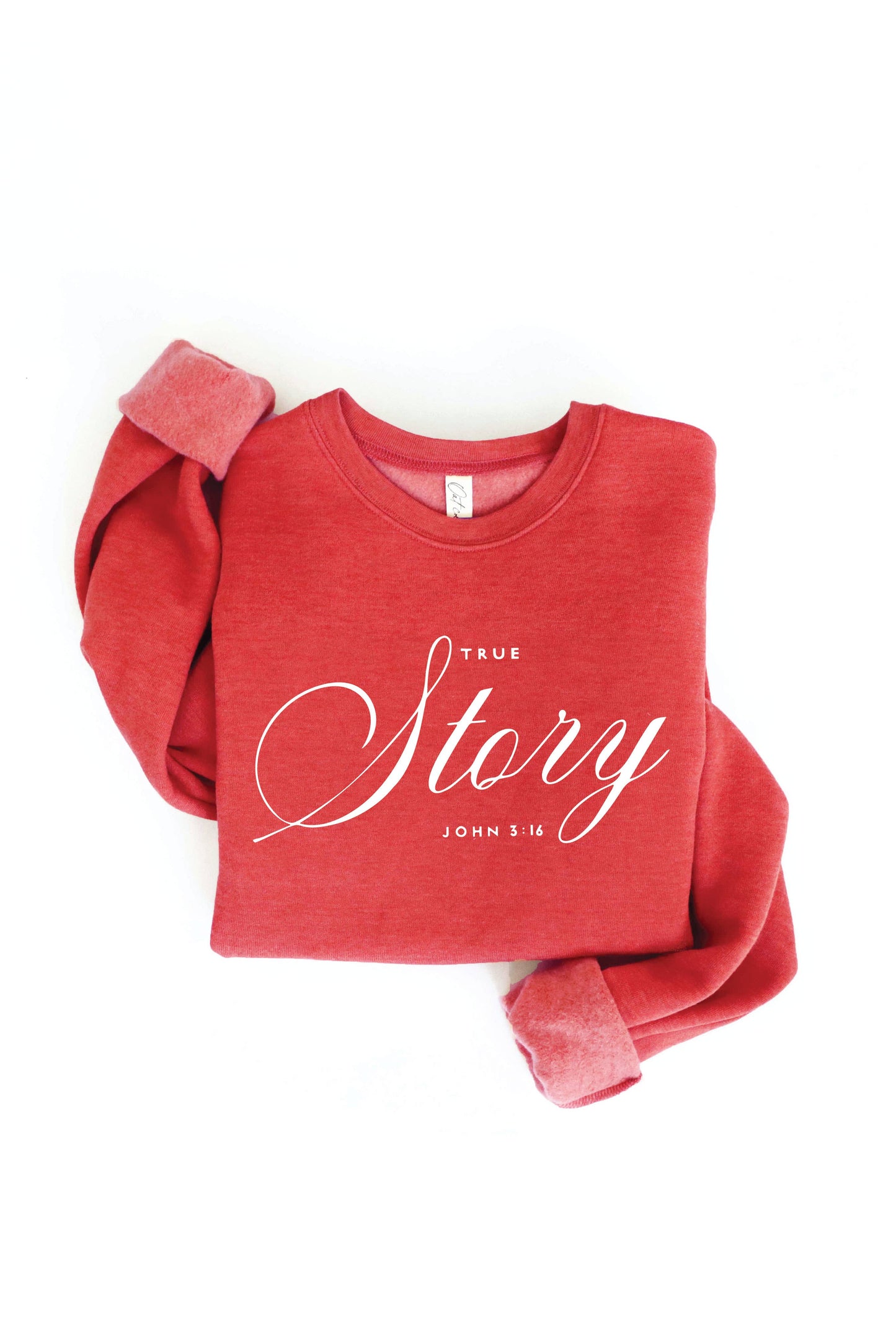 TRUE STORY JOHN 3:16 Cream Graphic Sweatshirt: