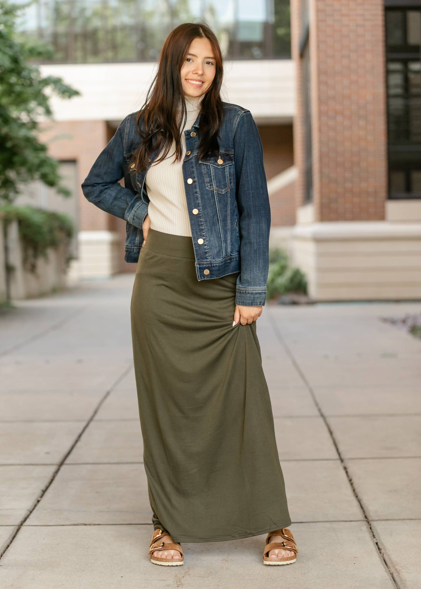 Inherit Taupe Premium Knit Maxi Skirt