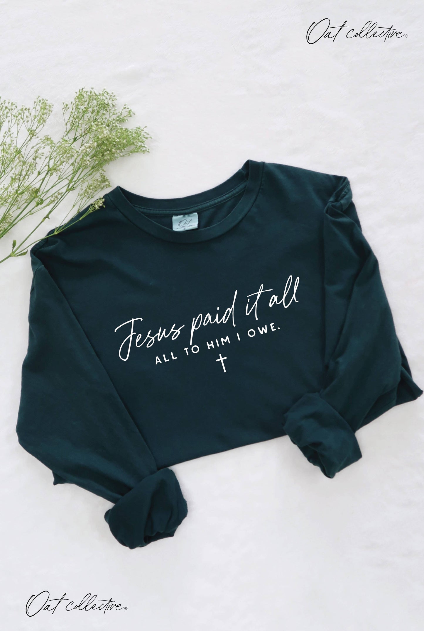 OAT COLLECTIVE Red JESUS PAID IT ALL LS Tee
