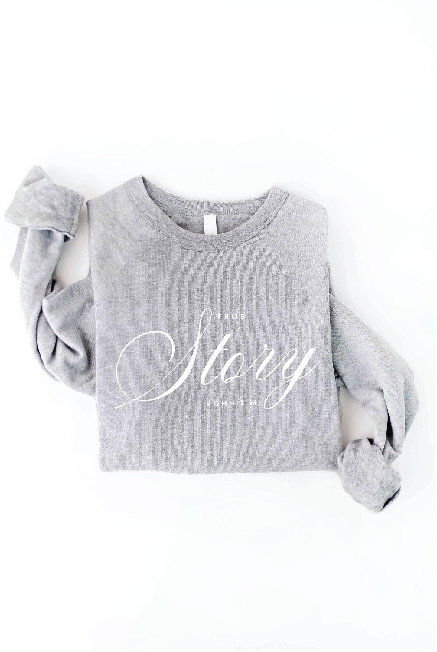 TRUE STORY JOHN 3:16 Cream Graphic Sweatshirt: