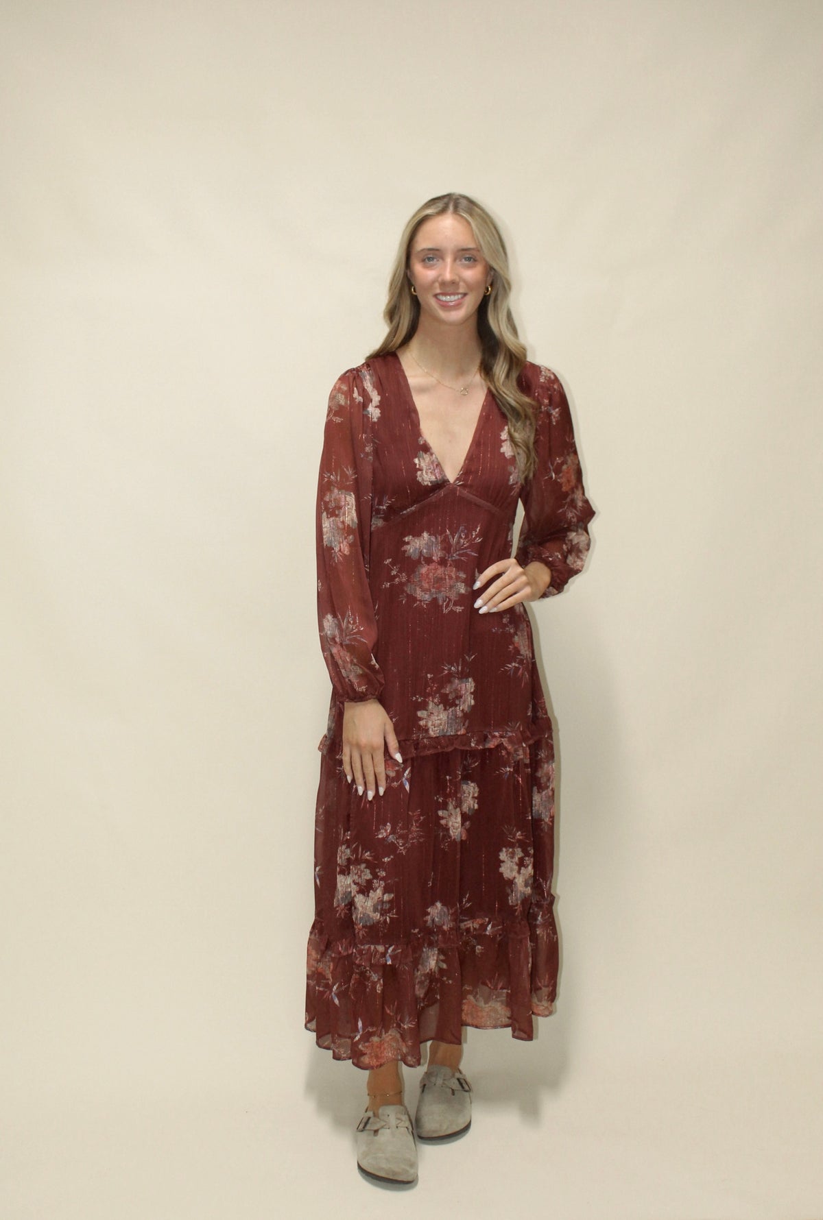 Bridget Burgundy Floral Maxi
