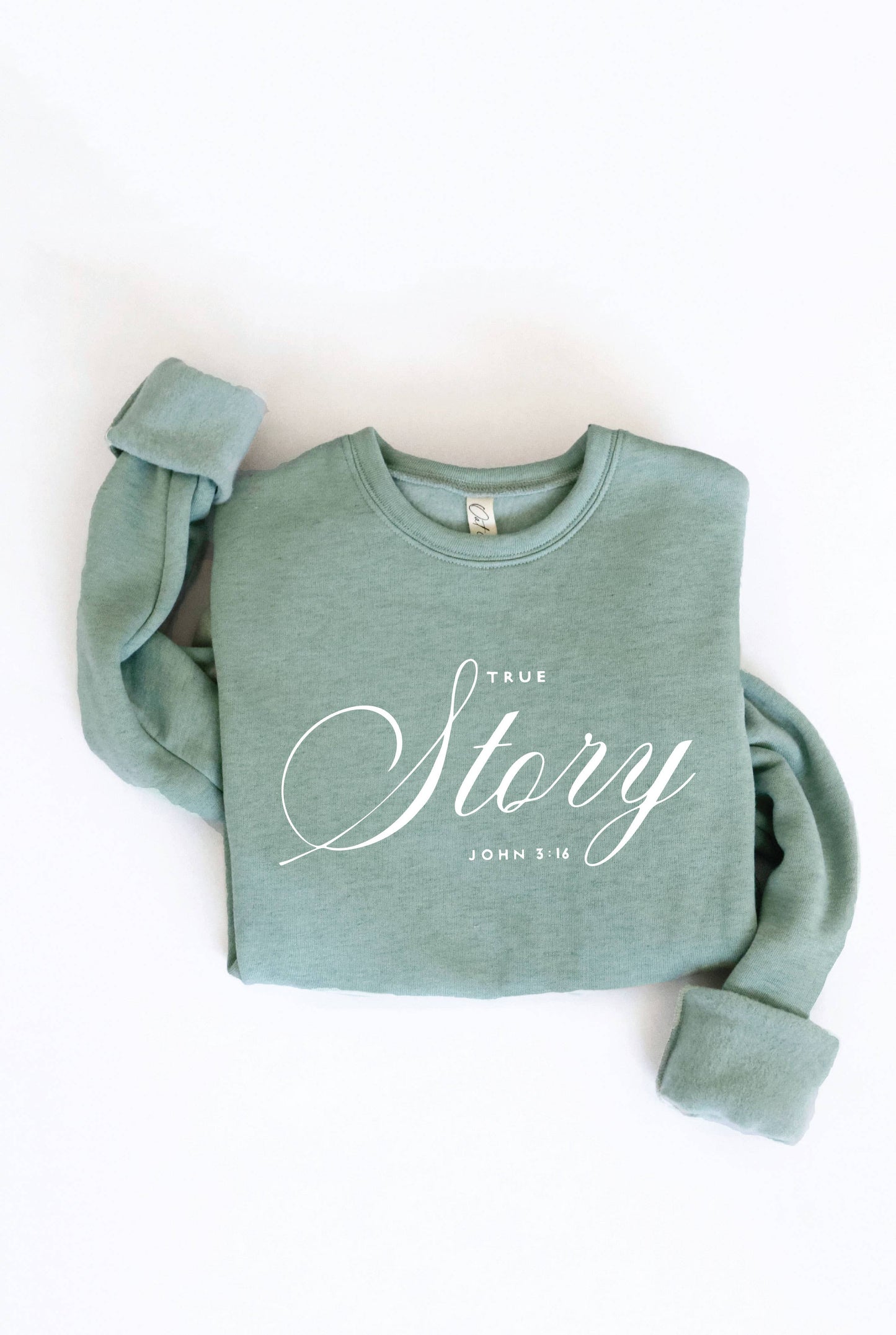 TRUE STORY JOHN 3:16 Cream Graphic Sweatshirt: