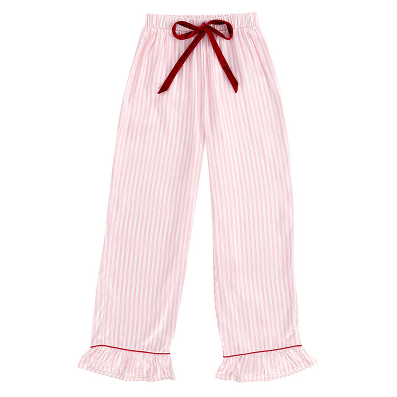 Bella Sleep Pink Stripe Ruffle PJ Set With Velvet Tie