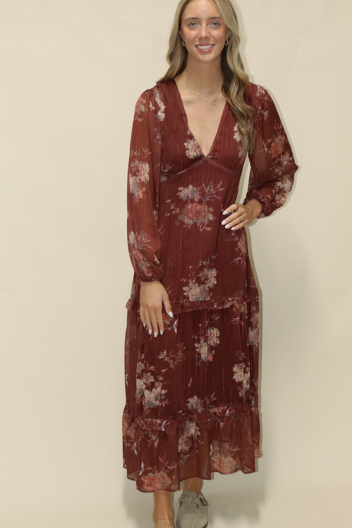 Bridget Burgundy Floral Maxi